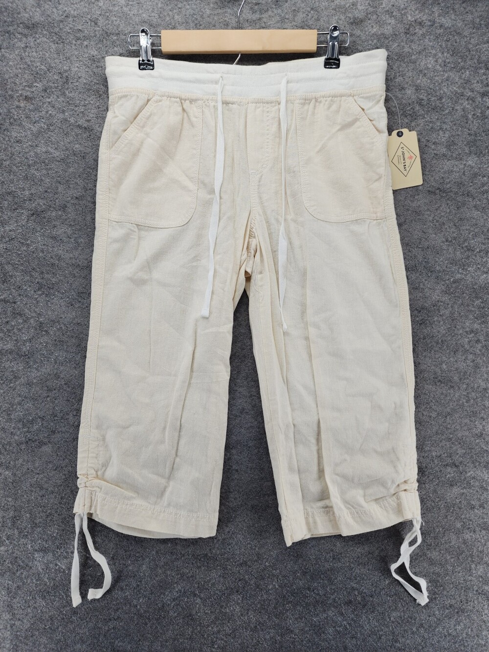 St Johns Bay Pants Womens 8 Linen Blend Cropped